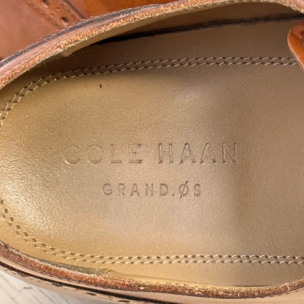 Cole Haan Grand.OS Mens 8 W British Tan Leather Wingtip Oxford C12845 - Picture 9 of 16